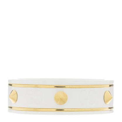 Gucci 18K Yellow Gold Ceramic Icon Band Ring 55 7.25 White 3 of 5