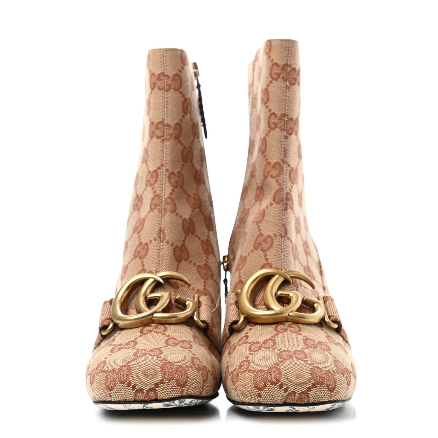 Gucci Monogram Malaga Kid GG Victoire 55mm Ankle Boots 37.5 Beige Ruggine Rust 2 of 4