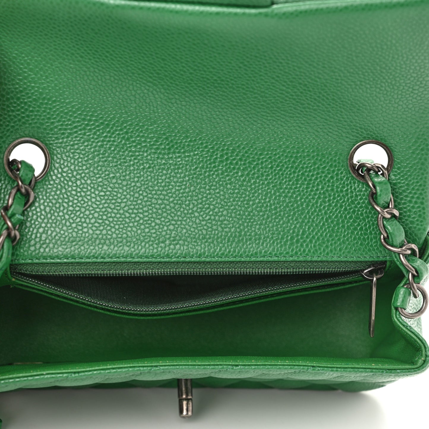 Caviar Quilted Mini Rectangular Flap Green