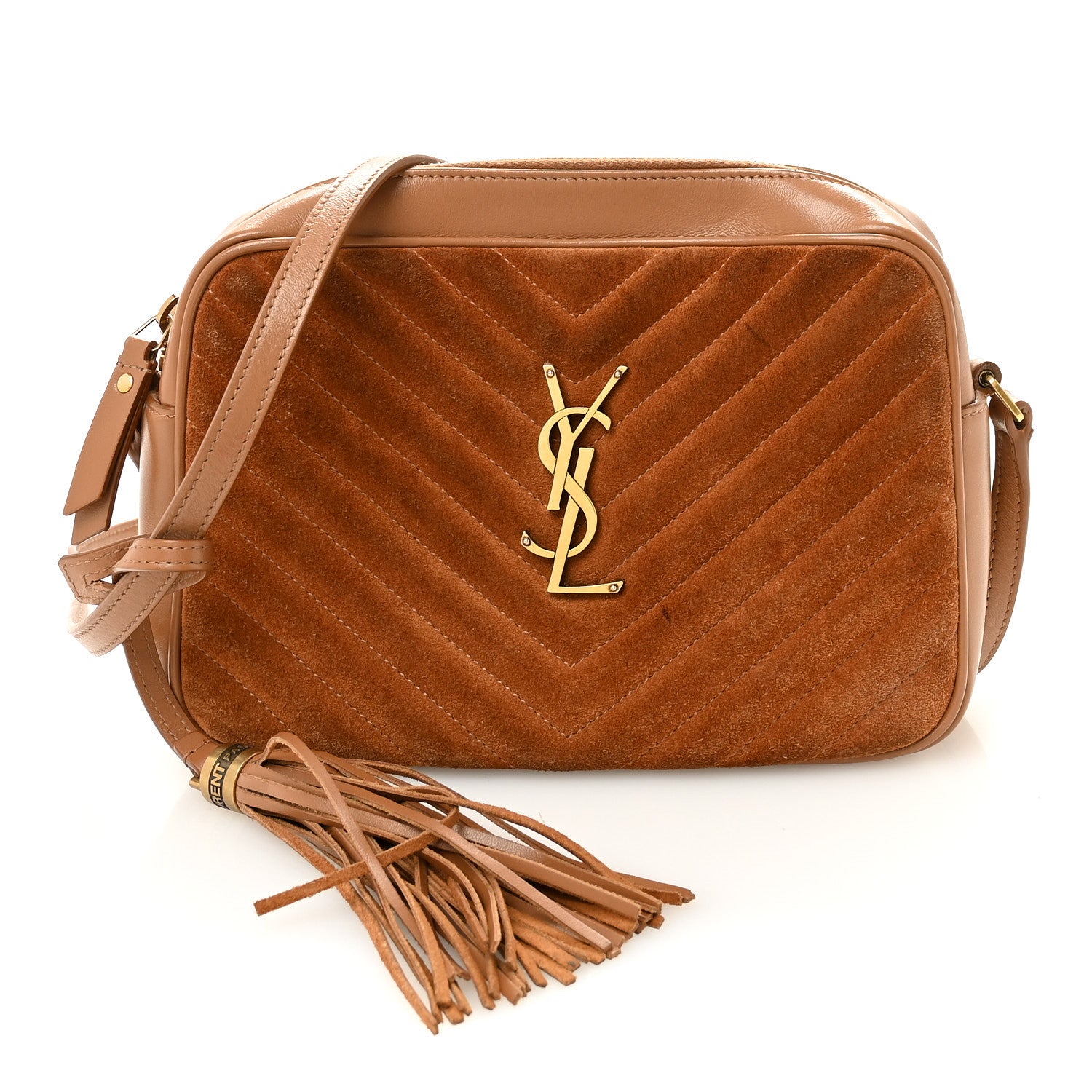 Saint Laurent Suede Matelasse Monogram Lou Camera Bag Cinnamon 1 of 9