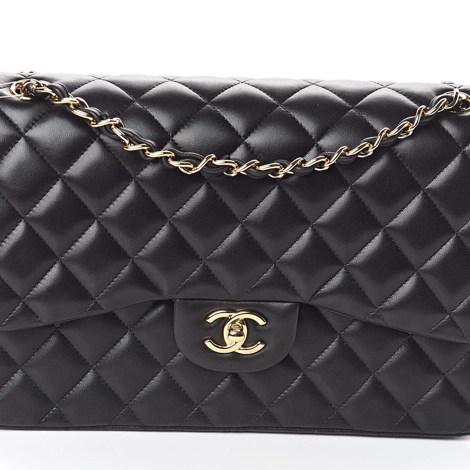Chanel Lambskin Quilted Jumbo Double Flap Black 8 of 10