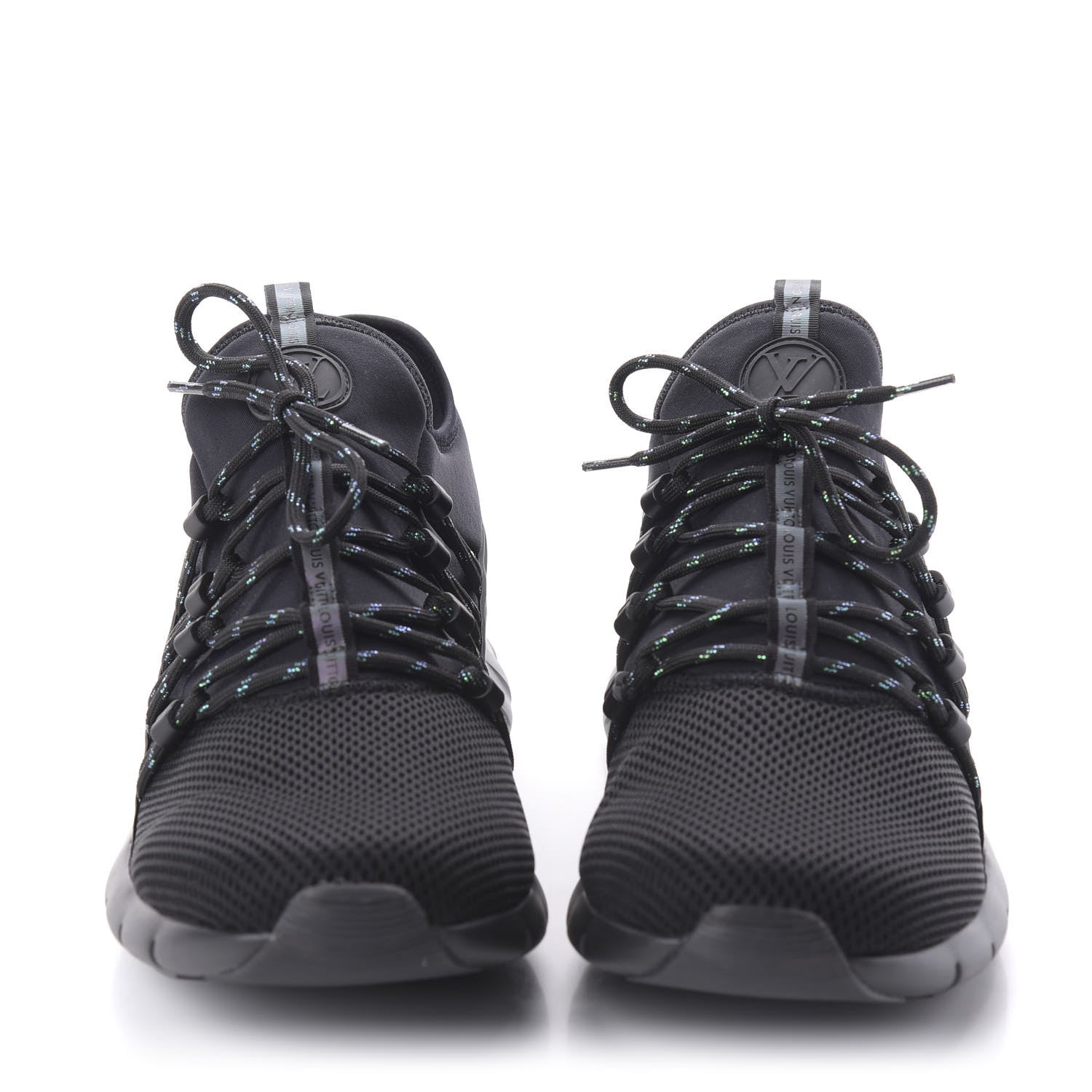 Louis Vuitton Neoprene Mesh Rubber Fastlane Low Sneakers 10 Black 2 of 8