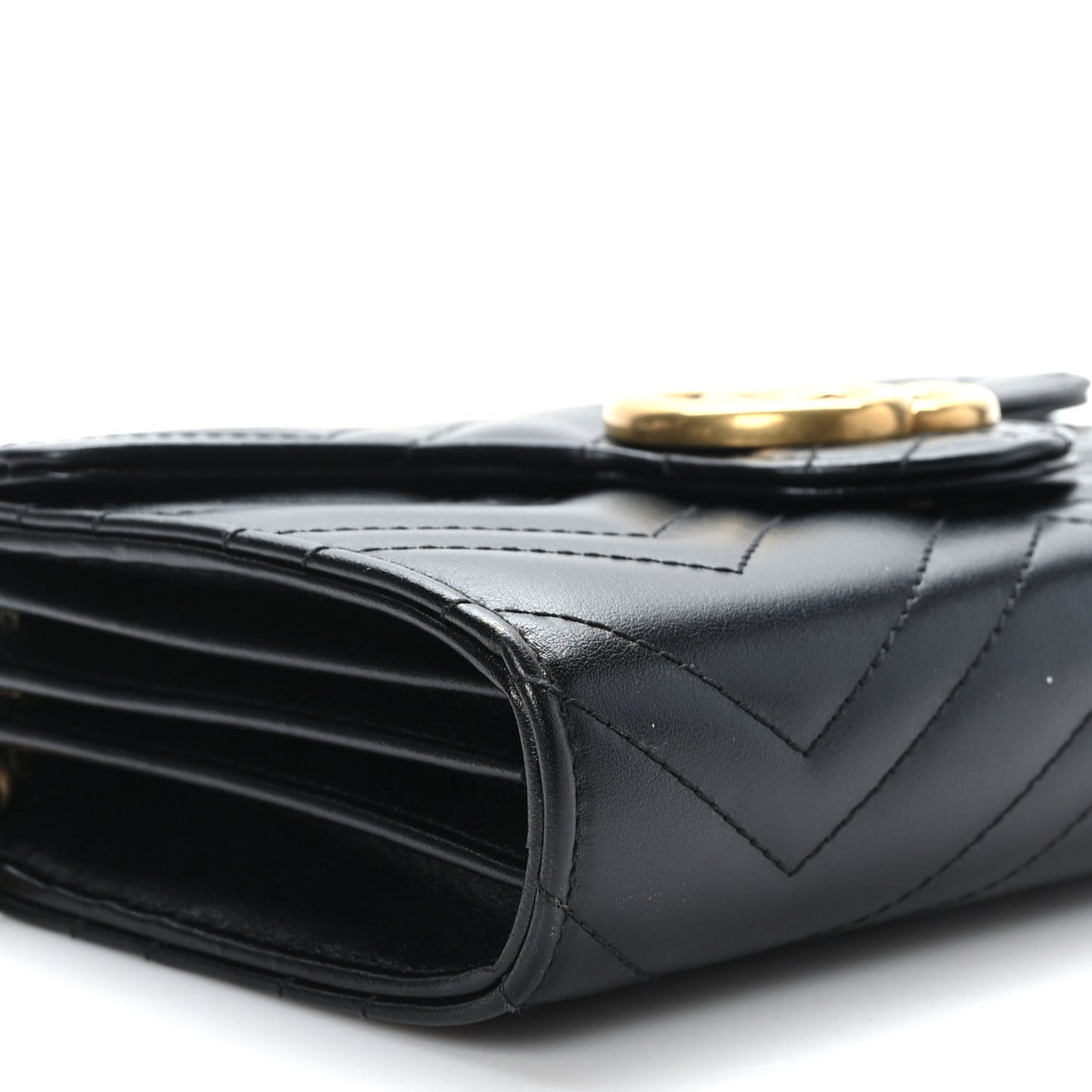 Calfskin Matelasse GG Marmont Chain Wallet Black