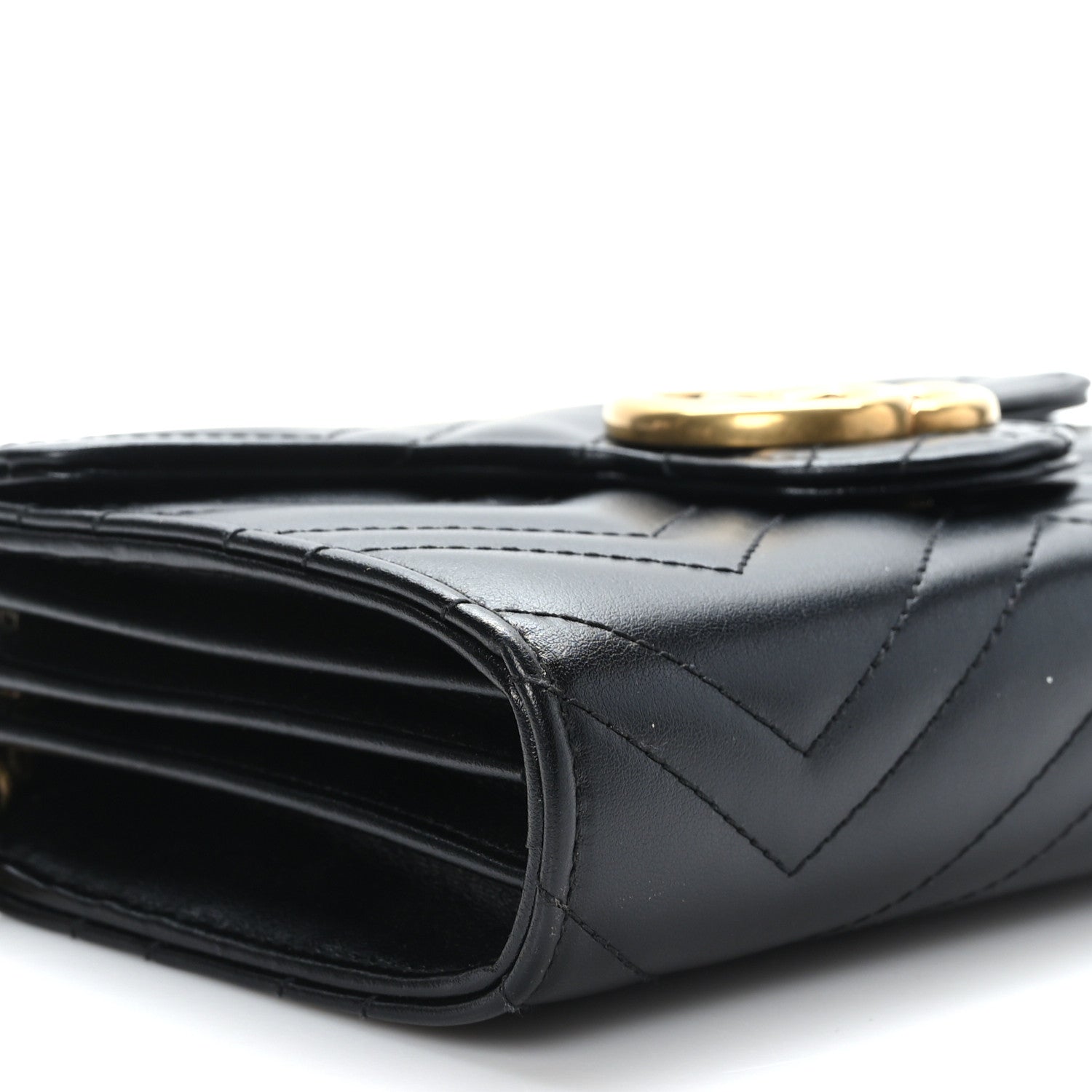 Gucci Calfskin Matelasse GG Marmont Chain Wallet Black 7 of 8