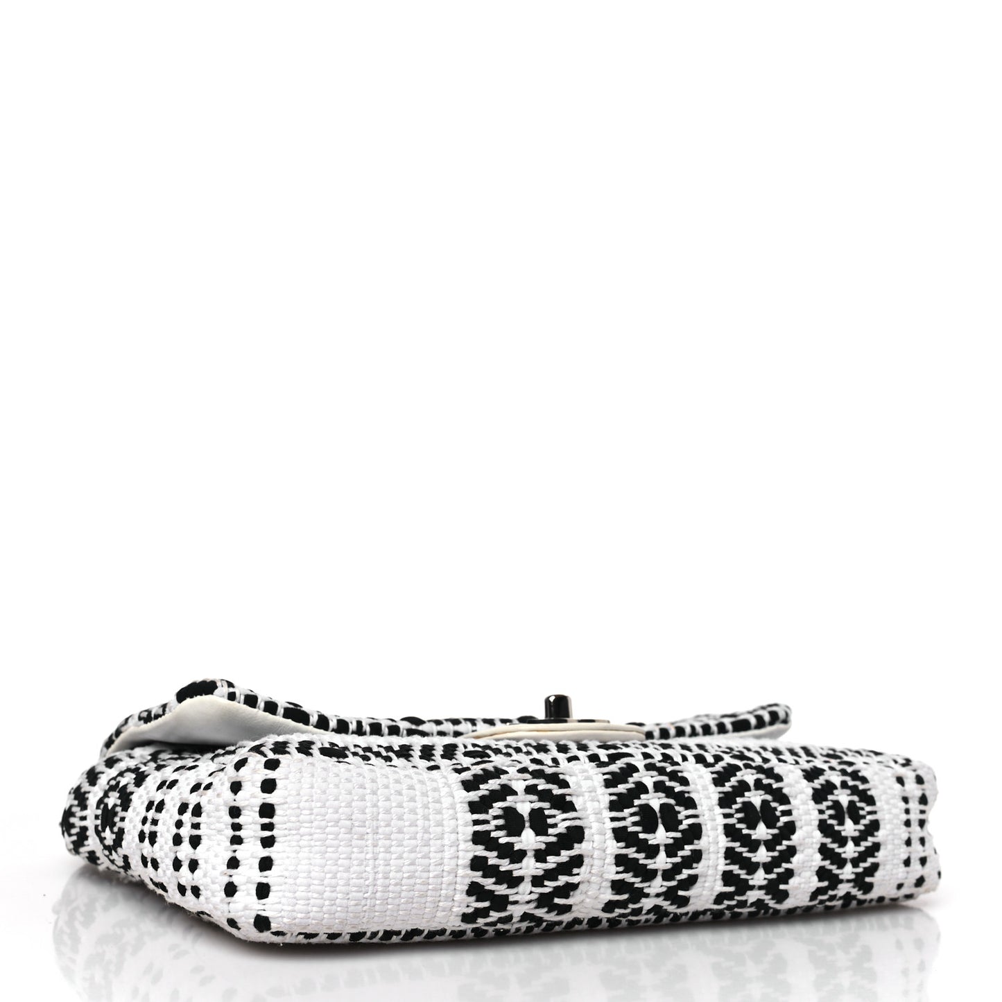 Woven Tweed Small Flap Black White