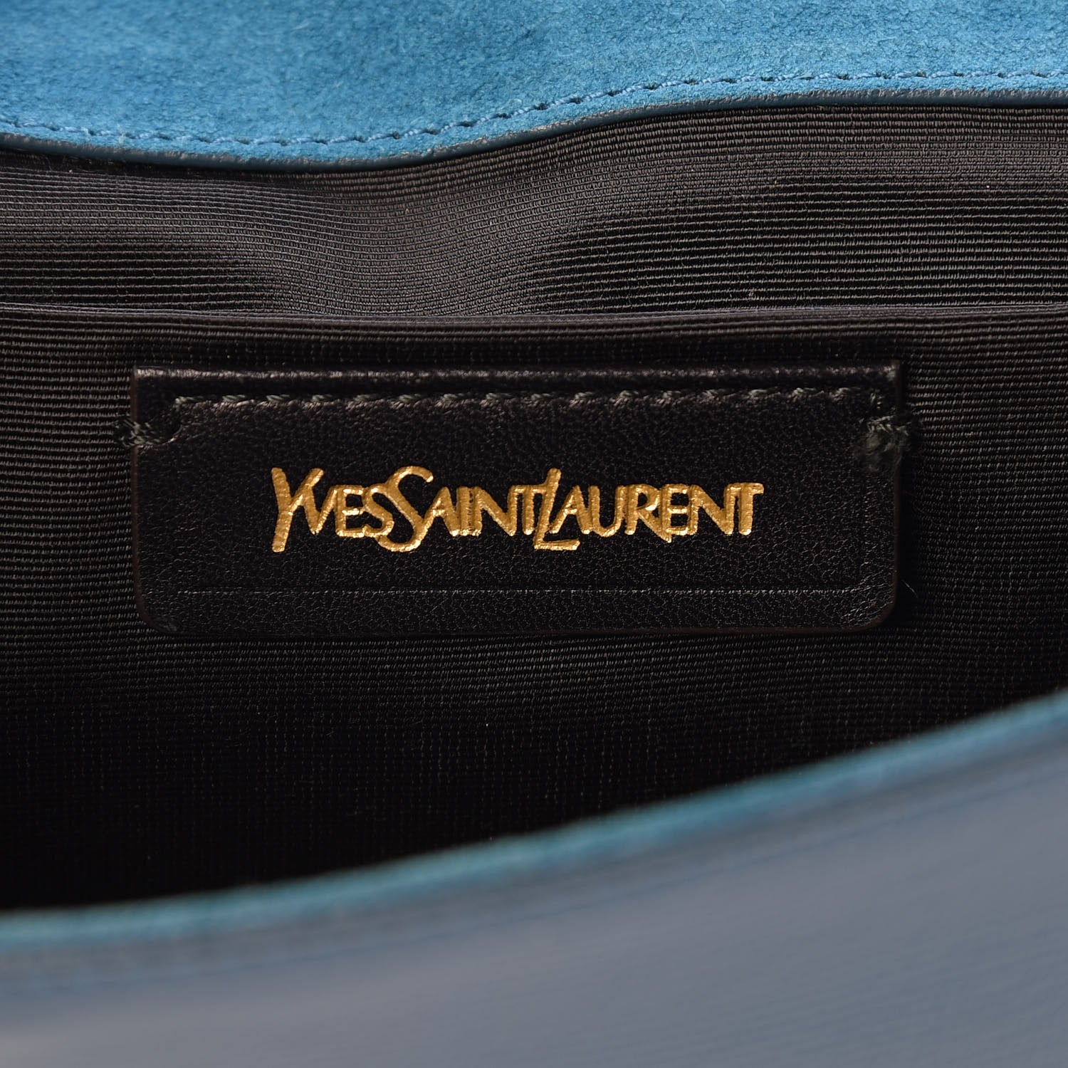 Saint Laurent Textured Patent Classic Y Ligne Clutch Blue 6 of 14