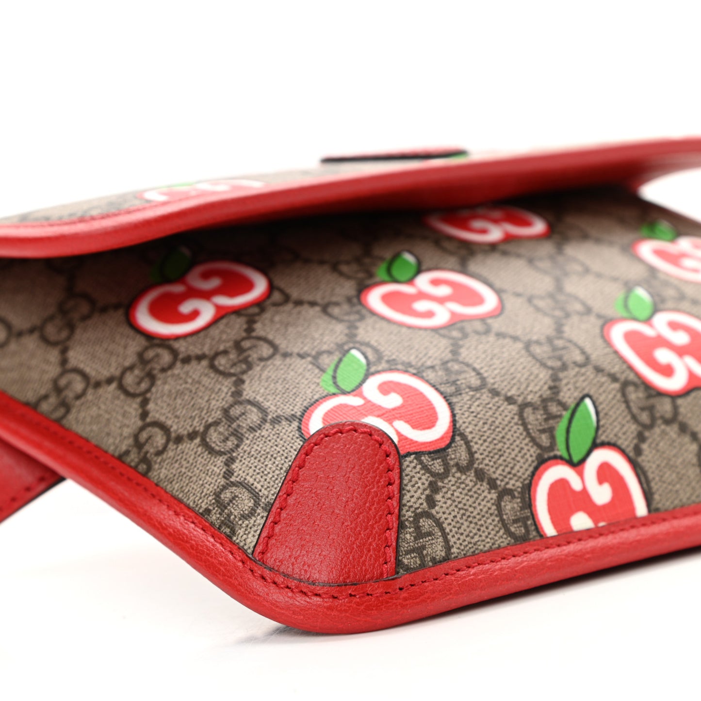 GG Supreme Monogram Apple Interlocking G Belt Bag Beige Multicolor Lobster Red