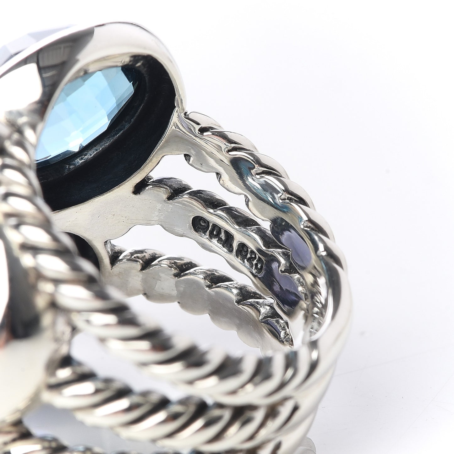 Sterling Silver Blue Topaz Hampton Blue Topaz Iolite Diamond Mosaic Ring 51 5.75