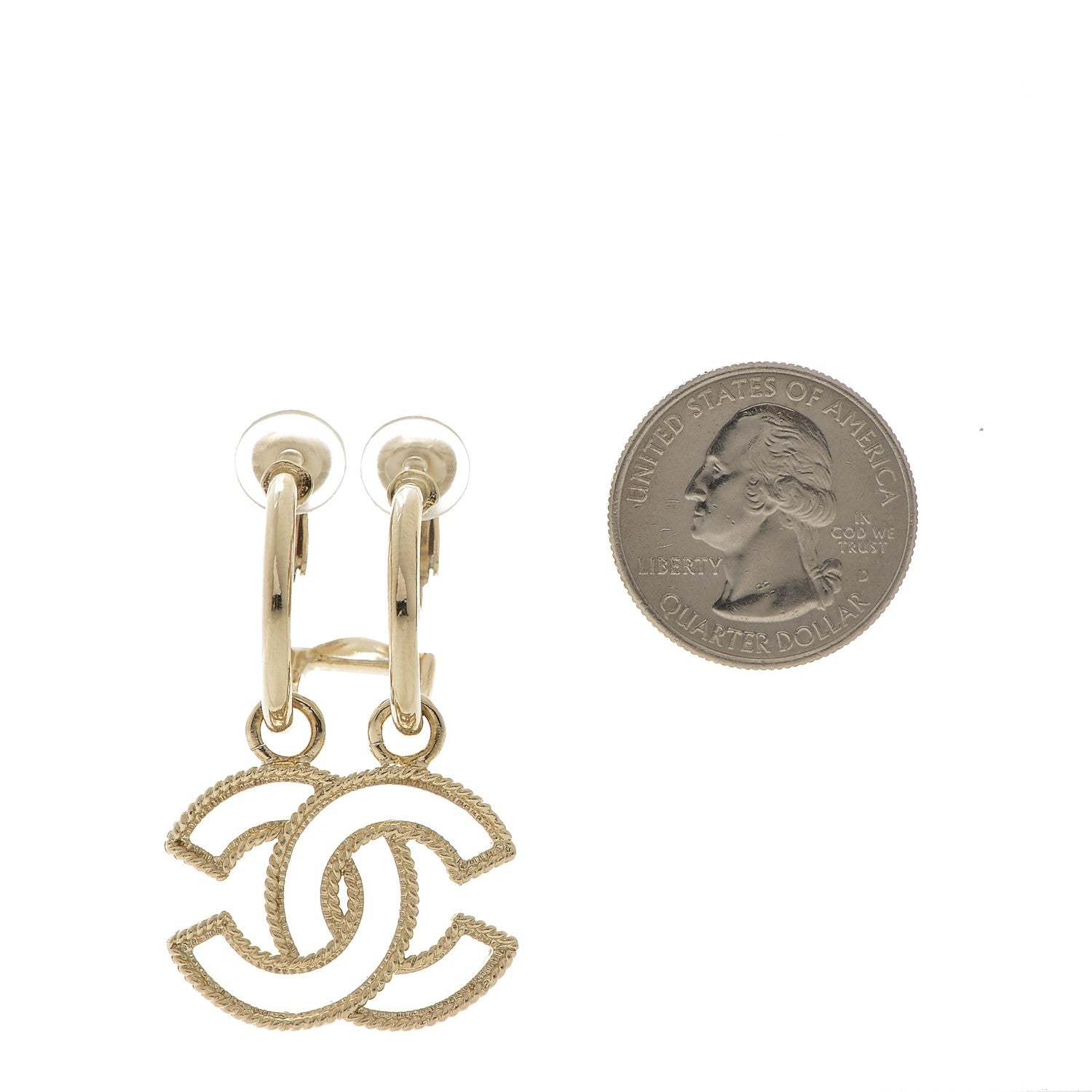 Chanel CC Dangle Clip On Earring Gold 2 of 5