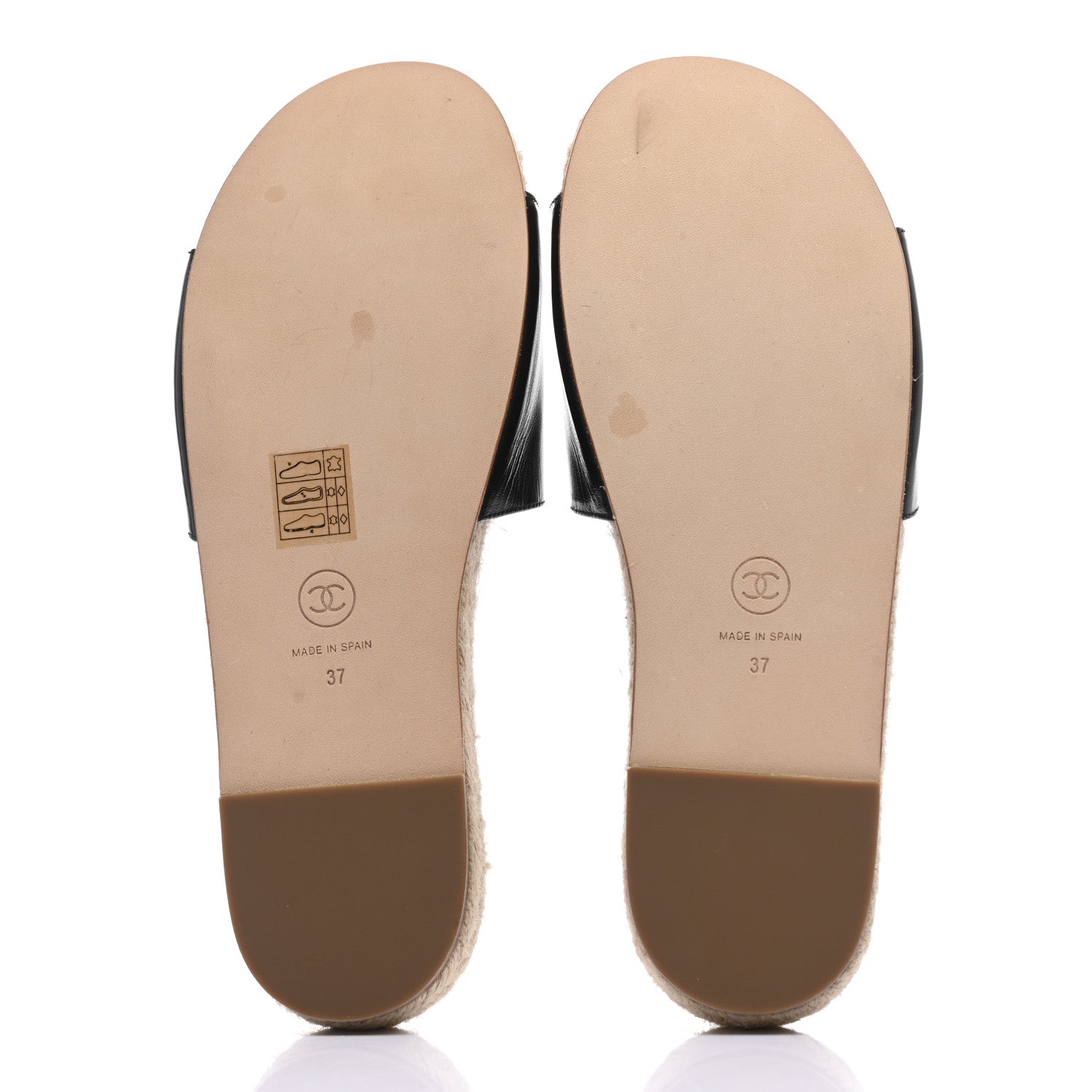 Chanel Patent Calfskin Crystal CC Espadrille Slip On Sandals 37 Black 5 of 8