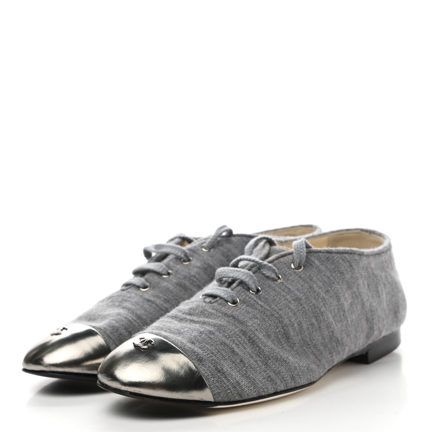 Chanel Cap Toe CC Lace Up 38.5 Grey 3 of 9