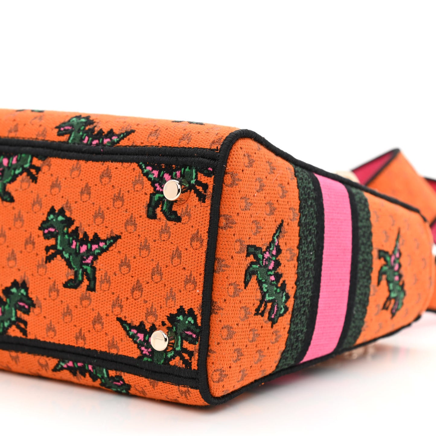 Canvas Embroidered Dino Medium Lady D-Lite Orange Multicolor