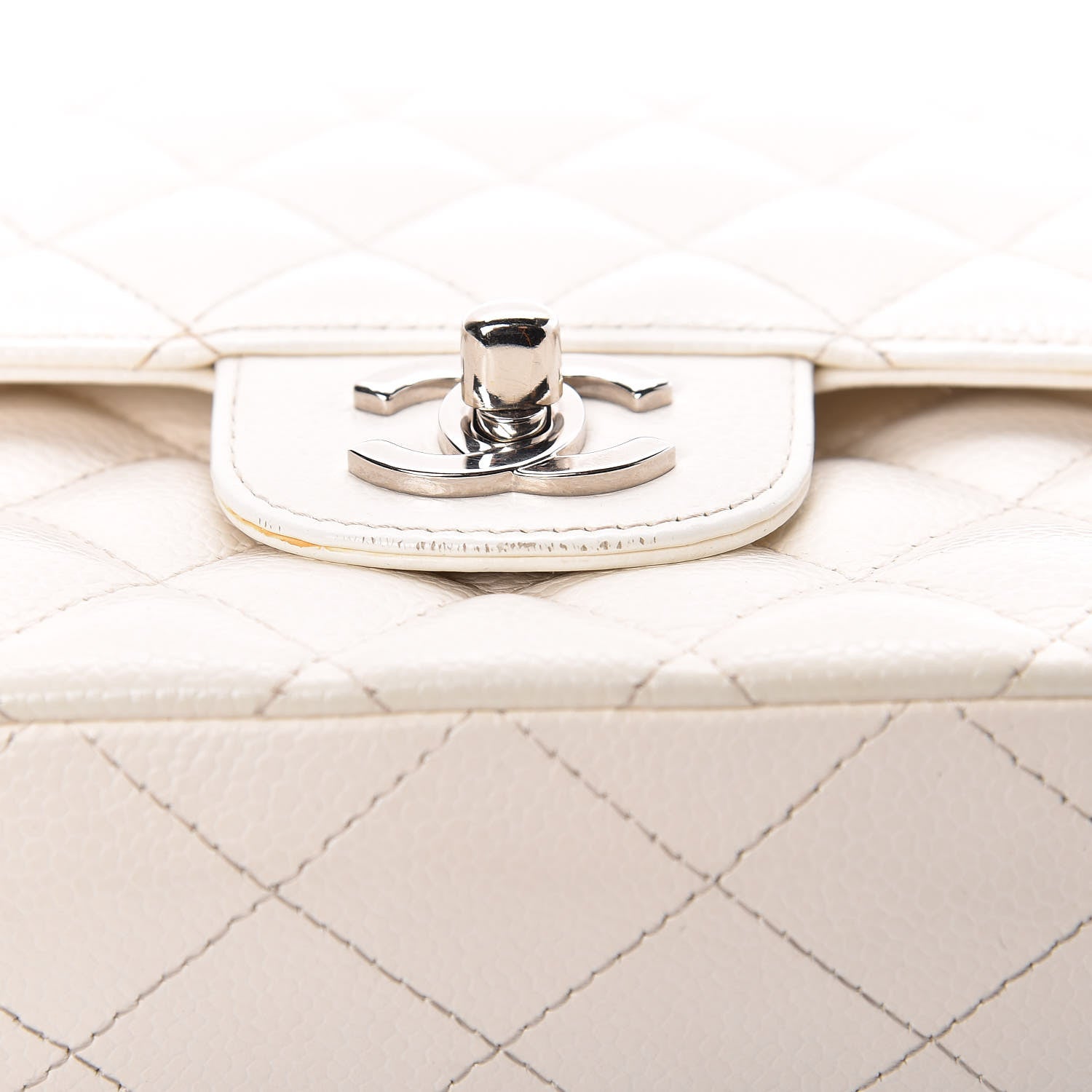 Chanel Caviar Quilted Medium Double Flap White 14 of 29