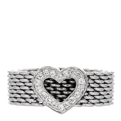 Tiffany White Gold Diamond Somerset Mesh Heart Ring 51 5.75 1 of 4