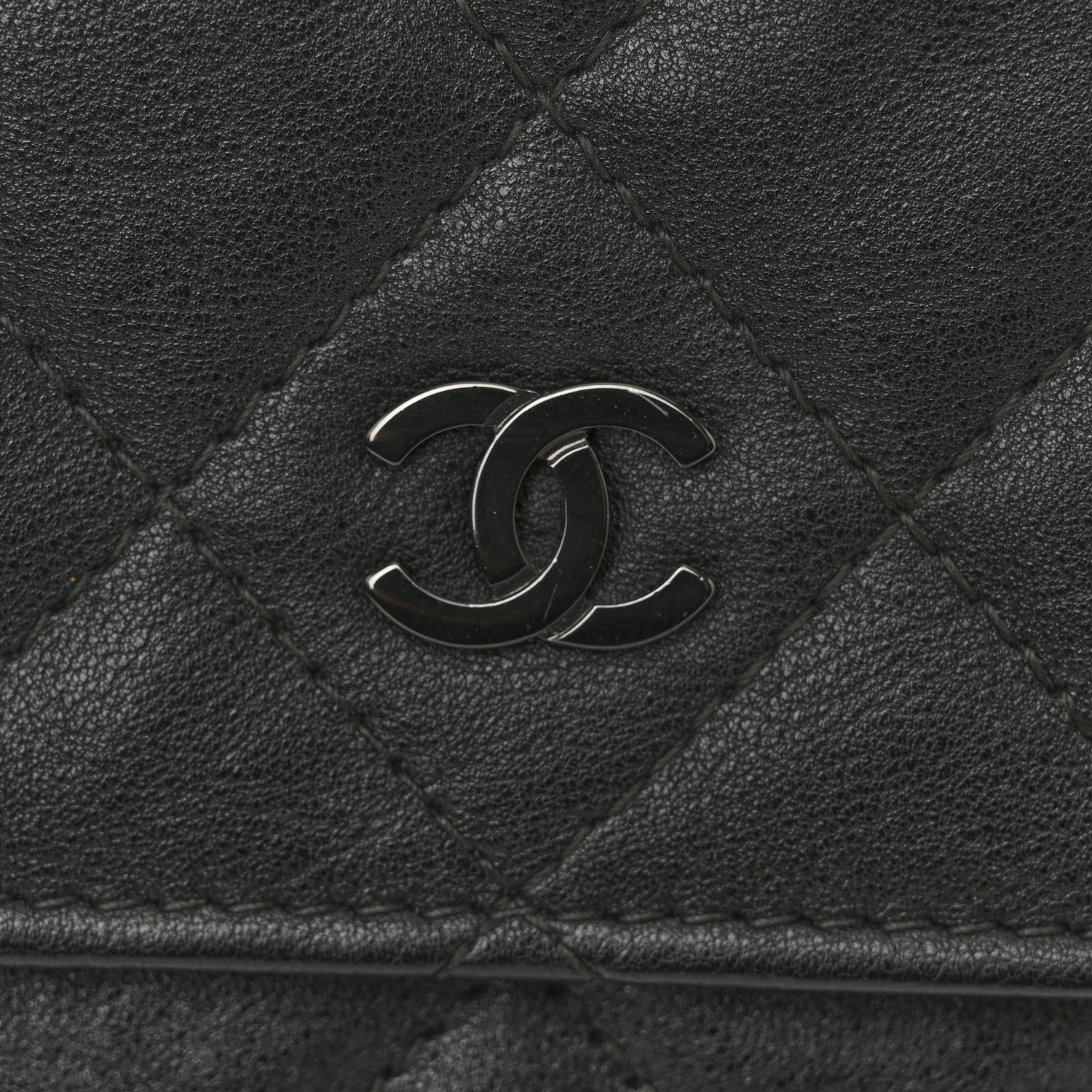 Chanel Crumpled Calfskin Quilted Wallet On Chain WOC So Black 11 of 11