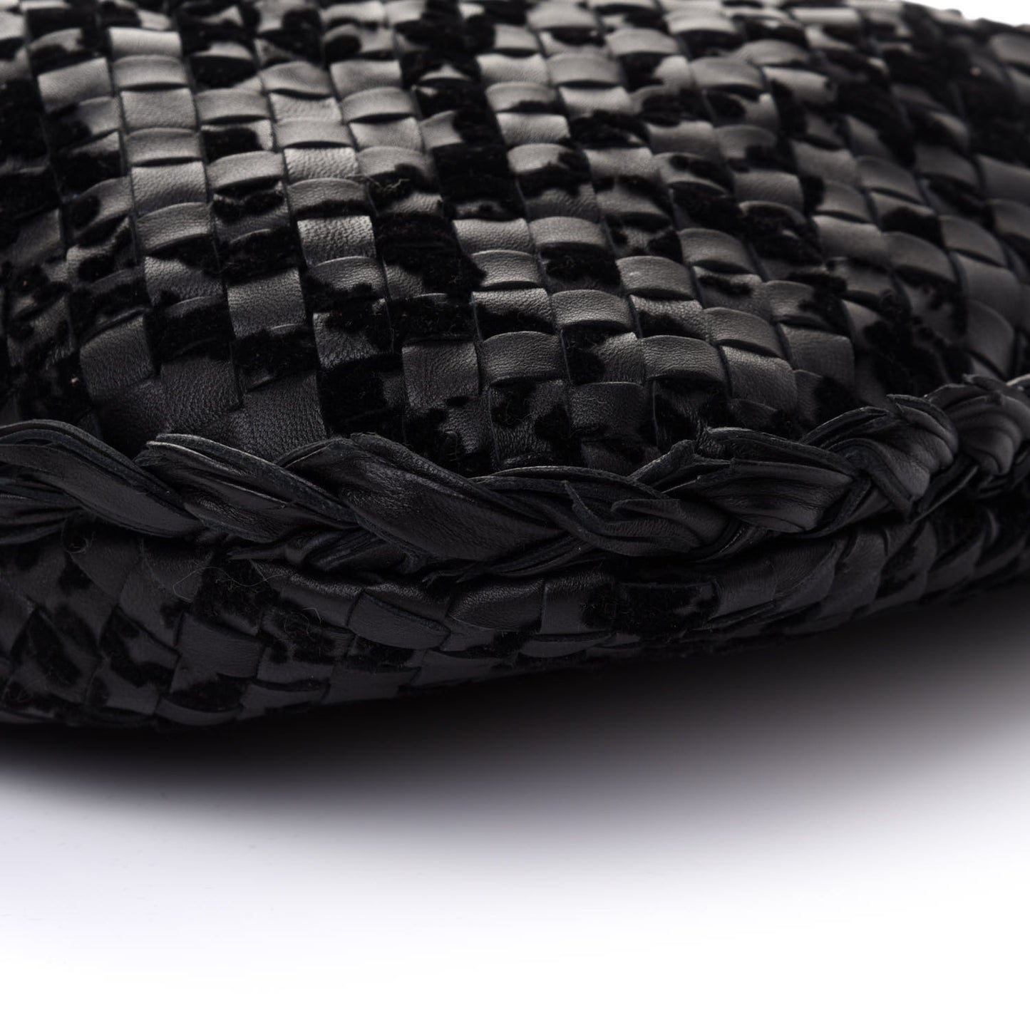 Nappa Intrecciato Velvet Embellished Large Veneta Hobo Black