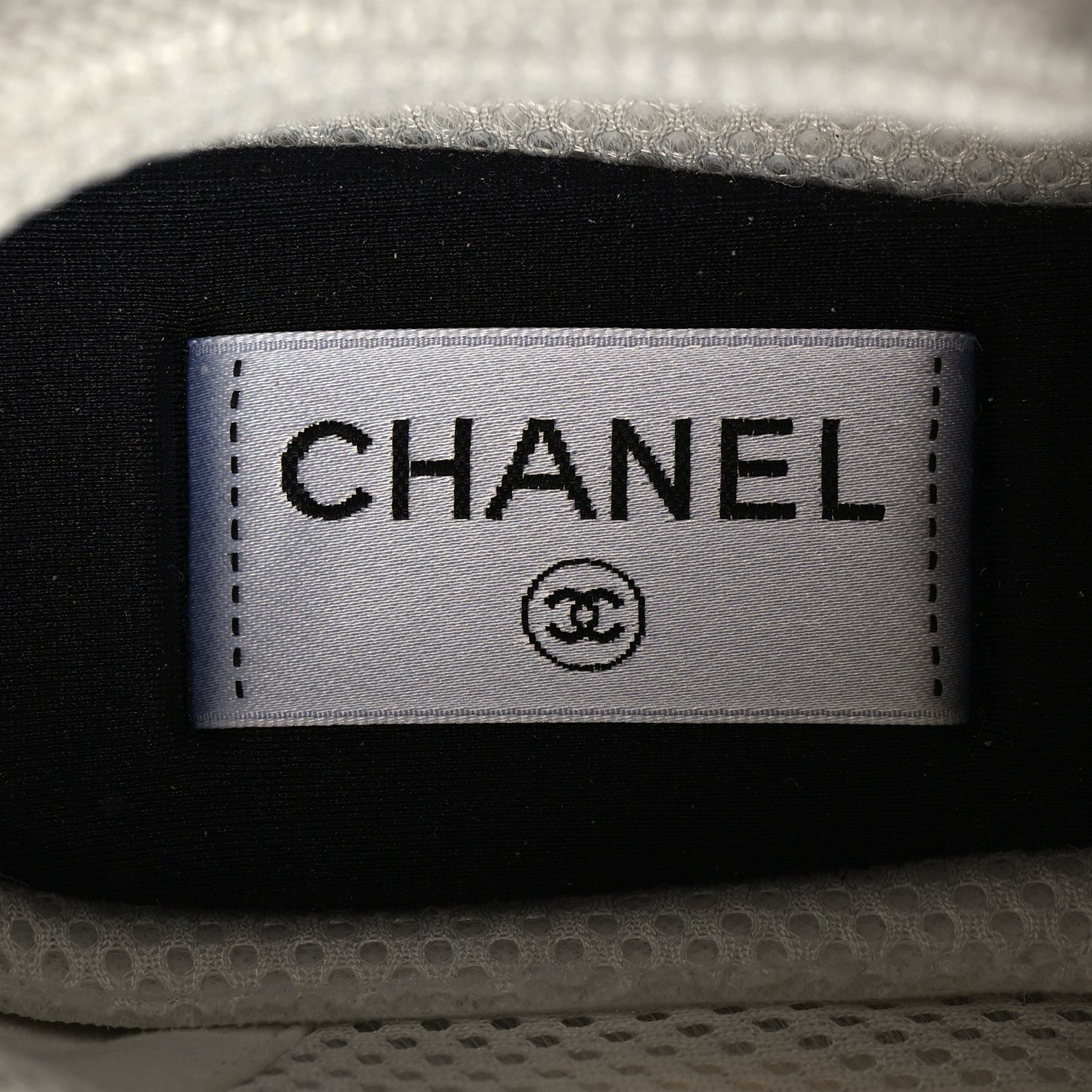 Chanel Mesh Suede Calfskin Grained Calfskin Womens CC Sneakers 38 Black White 8 of 8