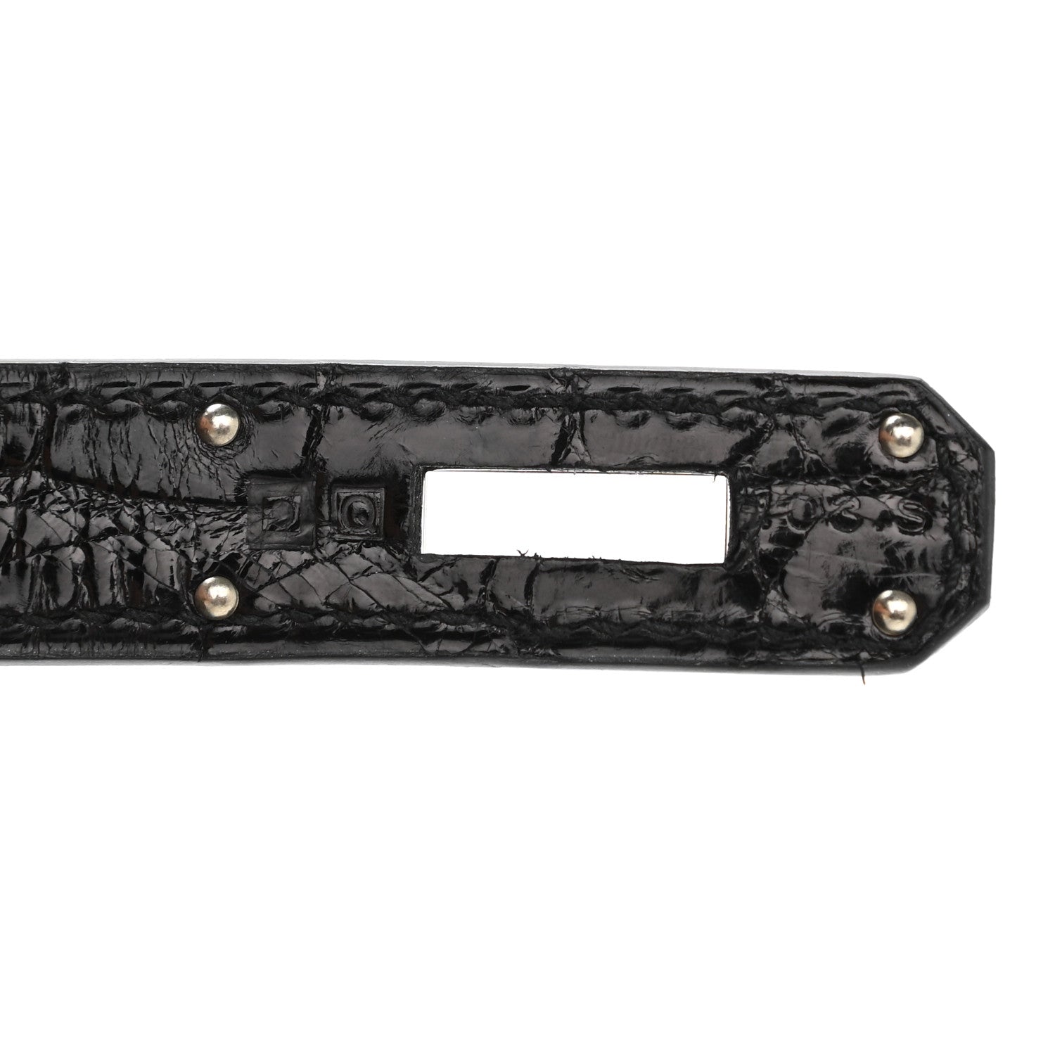 Hermes Shiny Niloticus Crocodile Kelly Sellier 32 Black 7 of 12