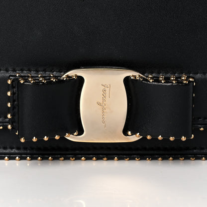 Salvatore Ferragamo Calfskin Studded Vara Bow Bag Black 11 of 11