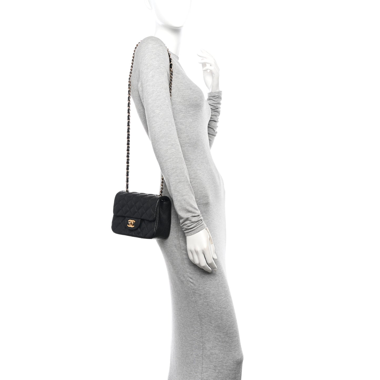 Caviar Quilted Mini Square Flap Black