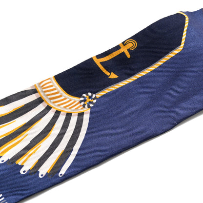 Hermes Silk Epaulettes De Gala Twilly Marine Gold White 10 of 12