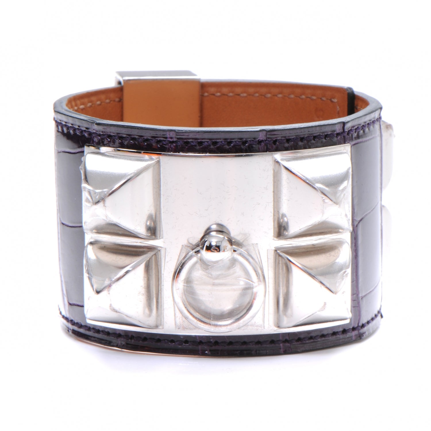Hermes Shiny Alligator Collier De Chien CDC Bracelet Amethyst Small 1 of 6