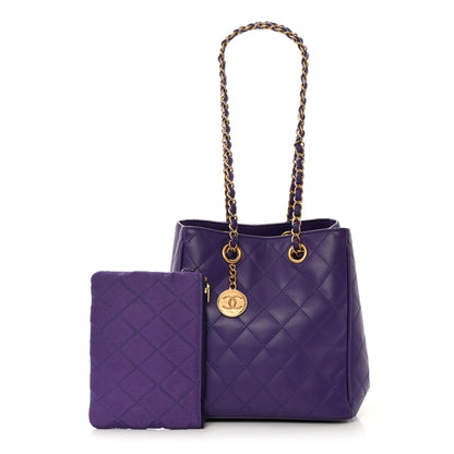 Chanel Calfskin Quilted Bucket Bag Purple 1 of 13