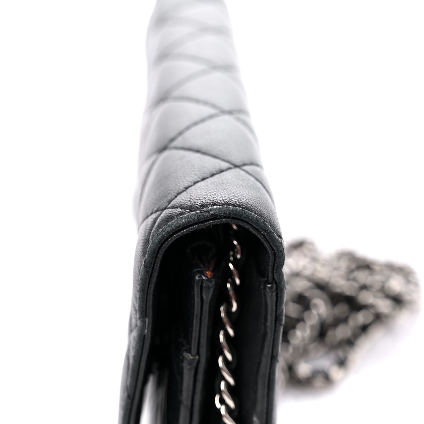 Lambskin Quilted Wallet On Chain WOC Black
