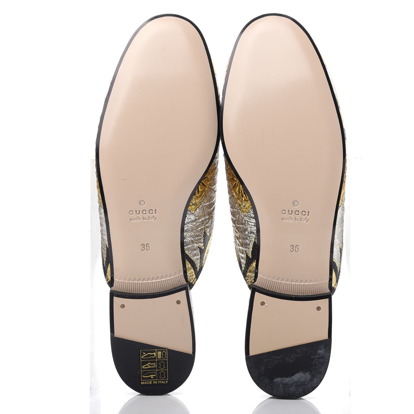 Jacquard Floral Womens Princetown Slippers 36 Oro Black