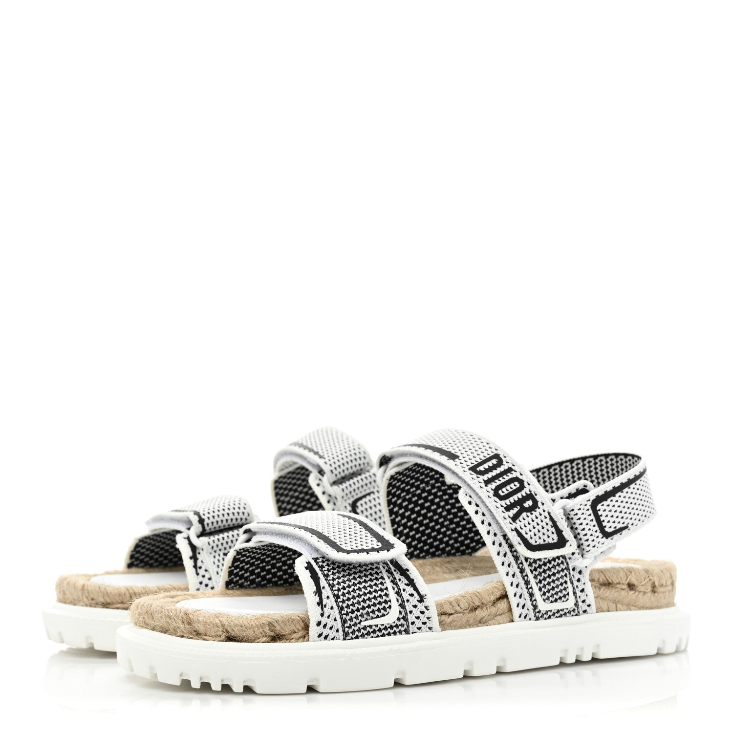 Christian Dior Technical Knit Jute Dioract 10mm Sandals 39 White Black 3 of 8