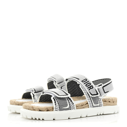 Christian Dior Technical Knit Jute Dioract 10mm Sandals 39 White Black 3 of 8