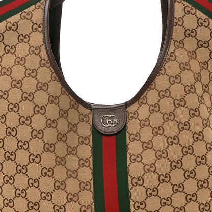 Gucci GG Monogram Web Large Giglio Tote Beige Brown 8 of 10