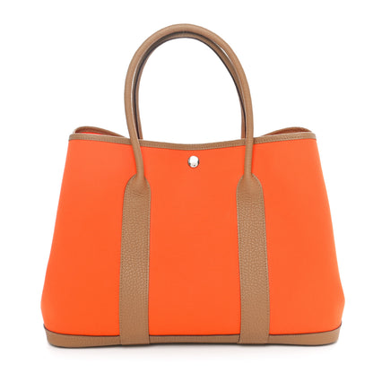 Hermes Toile Militaire Vache Country Garden Party 36 MM Orange Chai 1 of 10