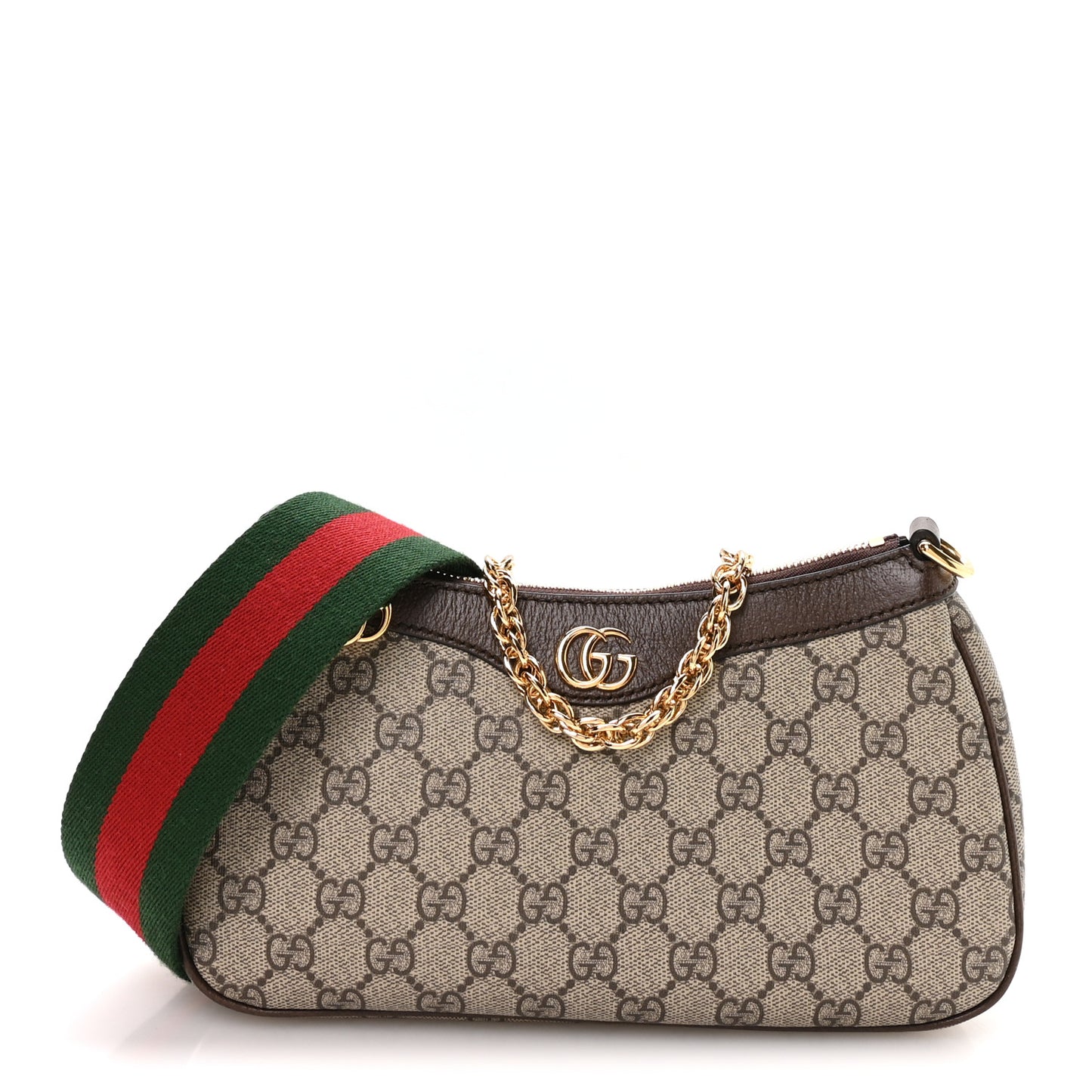 GG Supreme Monogram Textured Dollar Calfskin Web Small Ophidia GG Handbag Beige Ebony New Acero