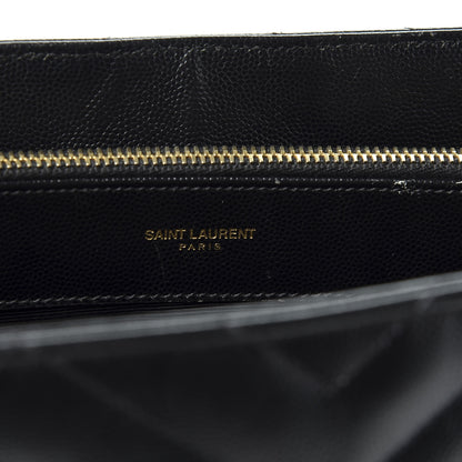 Saint Laurent Grain De Poudre Matelasse Chevron Monogram Shopping Bag Black 10 of 10