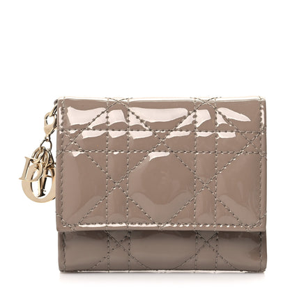 Christian Dior Patent Cannage Lady Dior Lotus Wallet Warm Taupe 1 of 11
