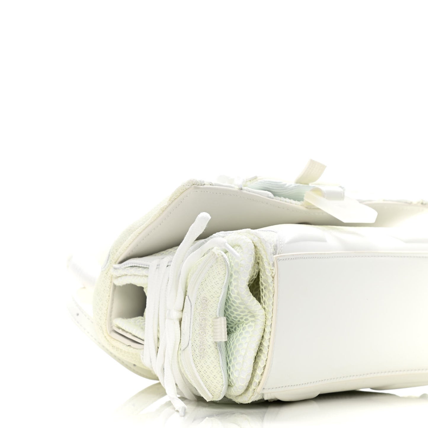 Faux Calfskin Fabric Glow In The Dark Small Sneakerhead Top Handle Bag White