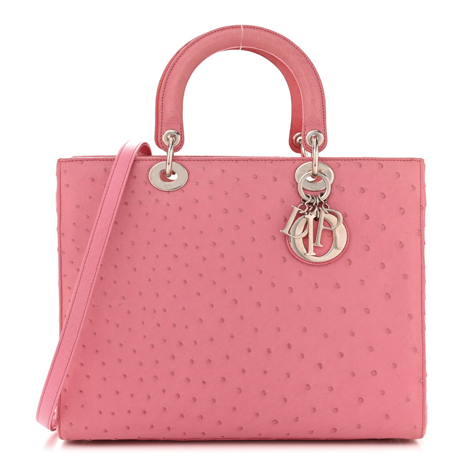 Christian Dior Ostrich Large Lady Dior Pink 1 of 14