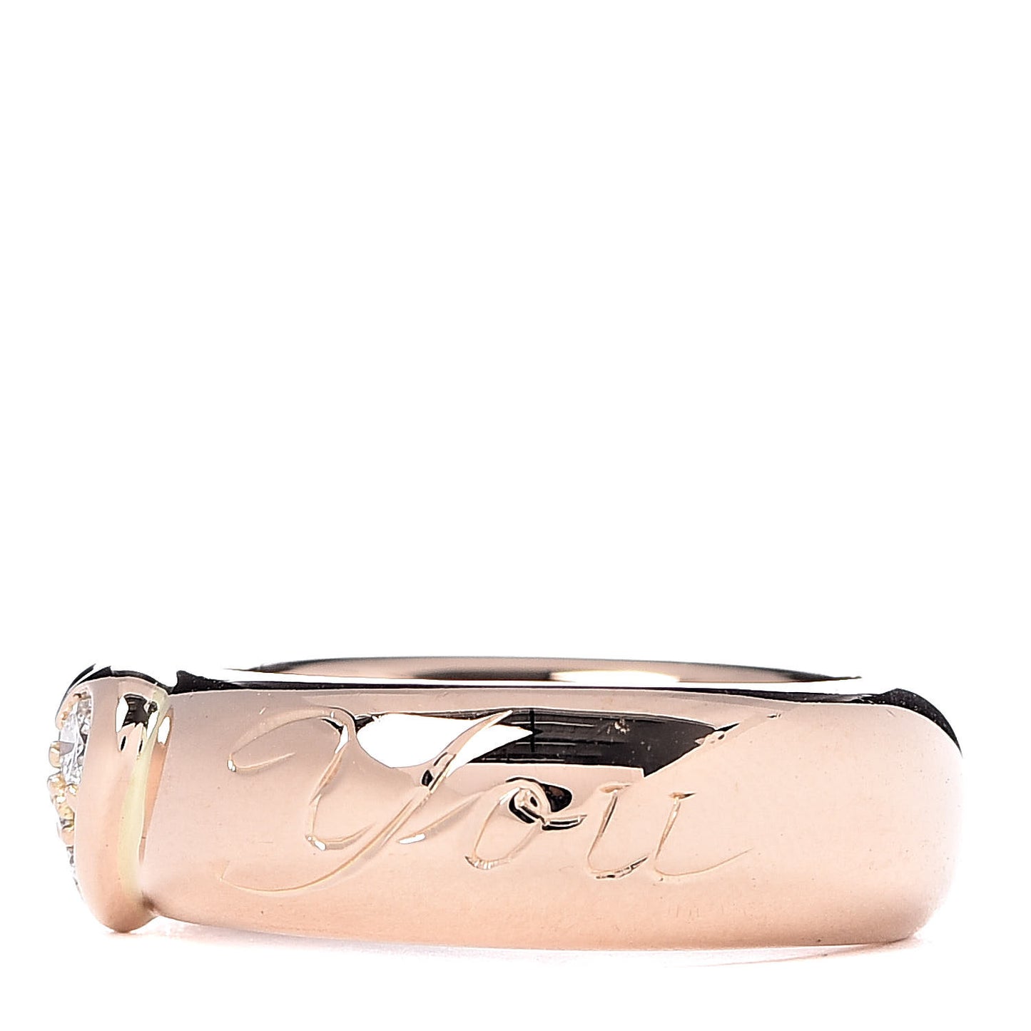 18K Rose Gold Diamond Heart Engraved Band Ring 48 4.5