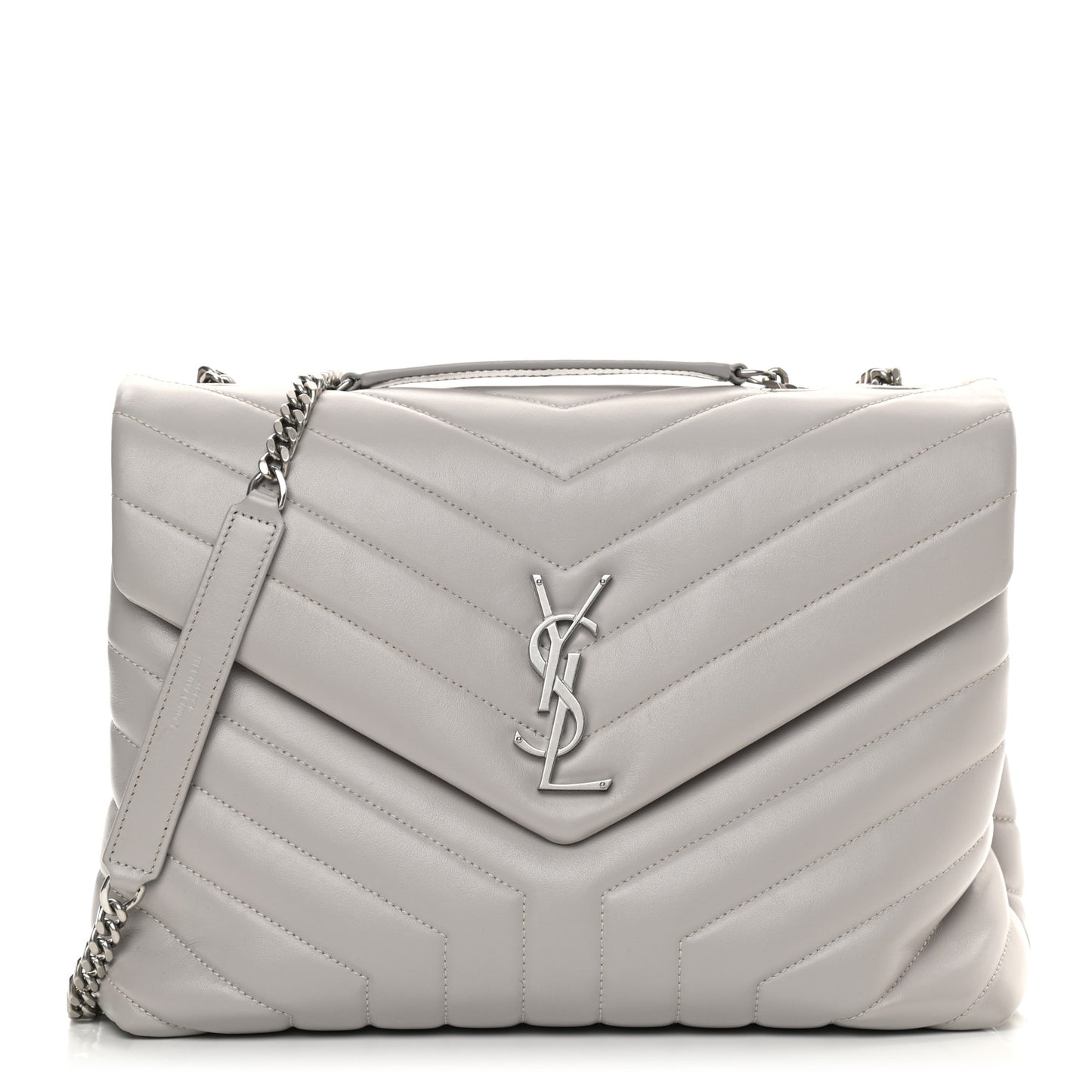 Calfskin Y Quilted Monogram Medium Loulou Chain Satchel Granite