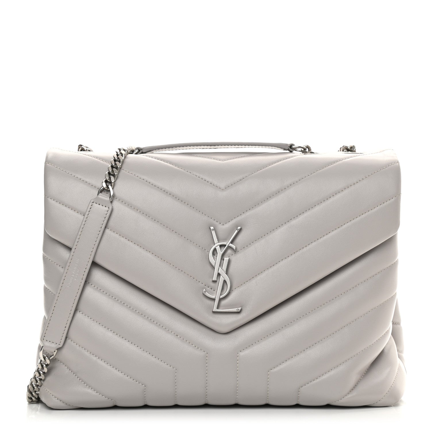 Saint Laurent Calfskin Y Quilted Monogram Medium Loulou Chain Satchel Granite 1 of 9
