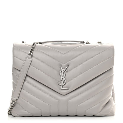 Saint Laurent Calfskin Y Quilted Monogram Medium Loulou Chain Satchel Granite 1 of 9