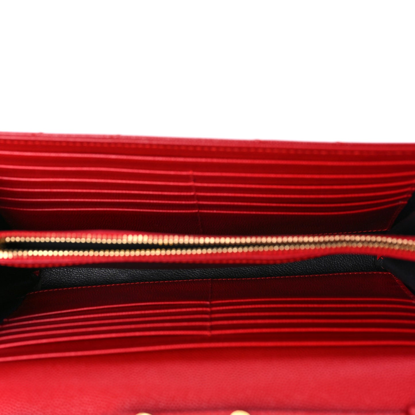 Grain De Poudre Matelasse Chevron Monogram Chain Wallet Red
