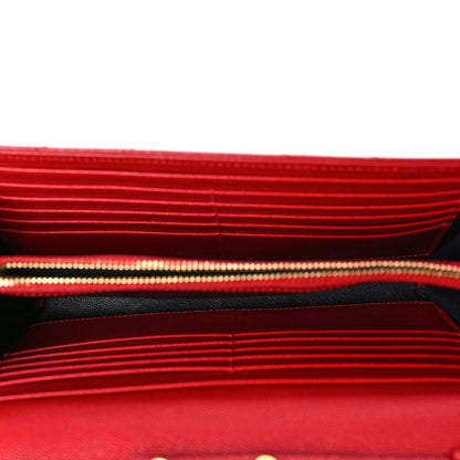 Saint Laurent Grain De Poudre Matelasse Chevron Monogram Chain Wallet Red 6 of 10