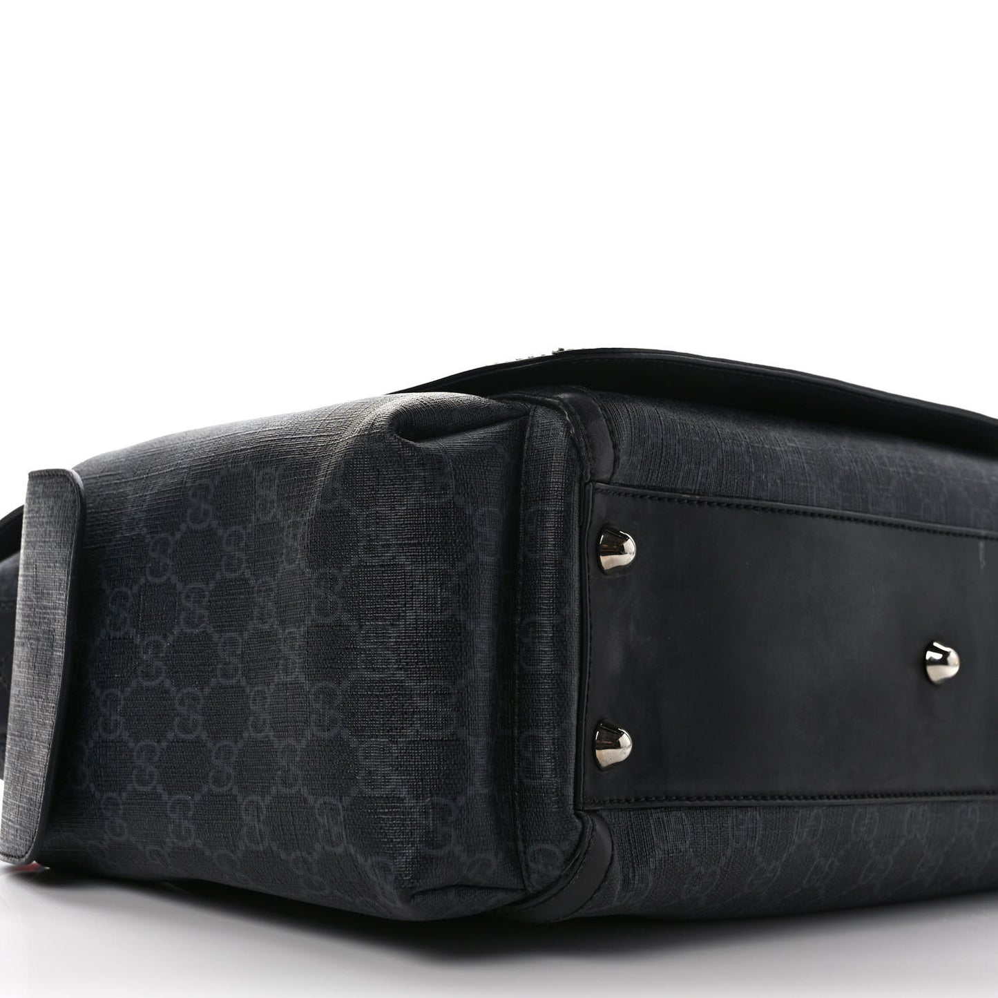 GG Supreme Monogram Web Messenger Diaper Bag Black Grey