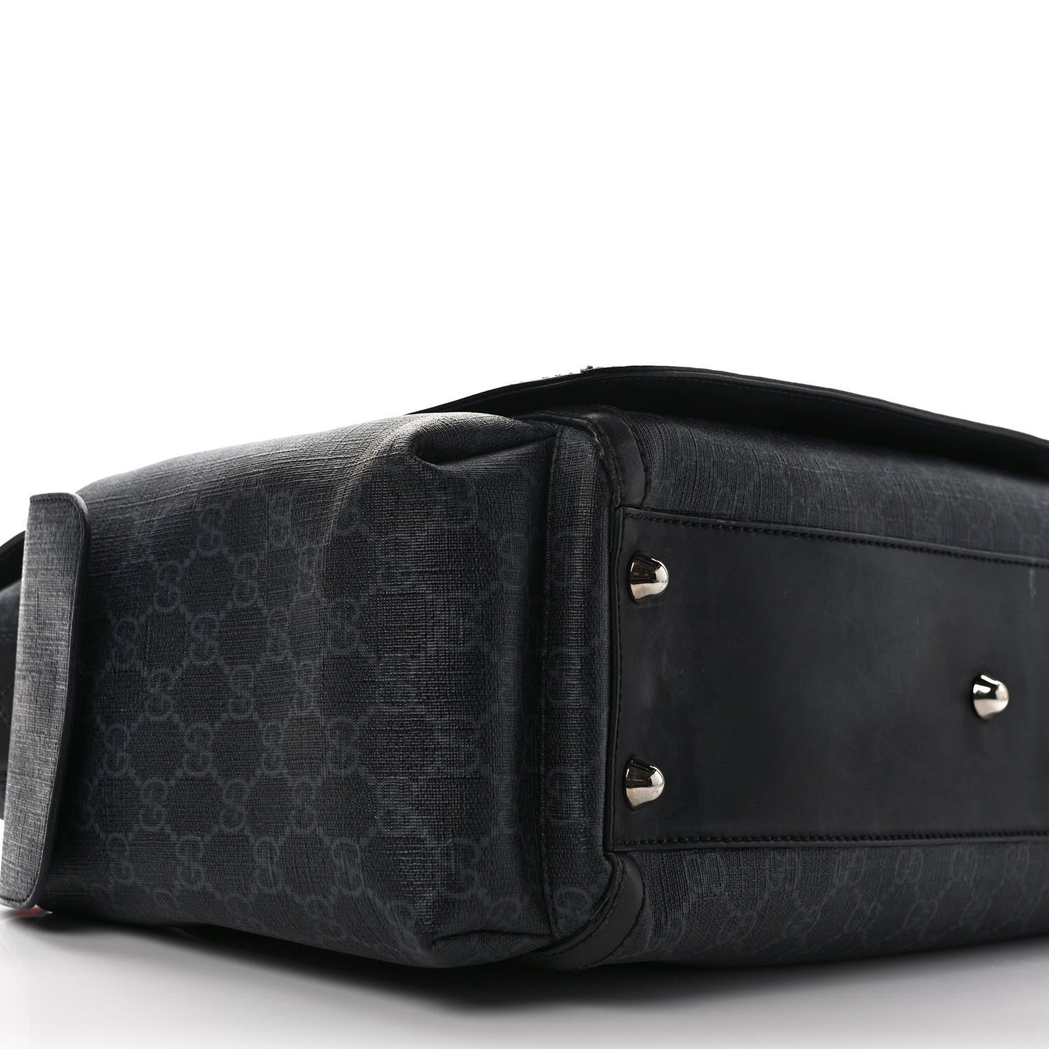 Gucci GG Supreme Monogram Web Messenger Diaper Bag Black Grey 8 of 13