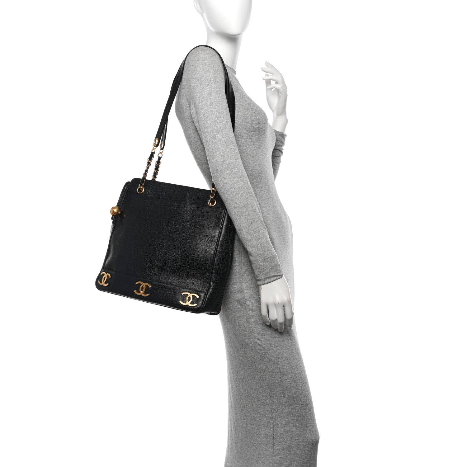 Chanel Caviar Triple CC Shoulder Bag Black 2 of 11