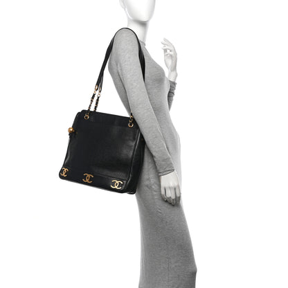 Chanel Caviar Triple CC Shoulder Bag Black 2 of 11