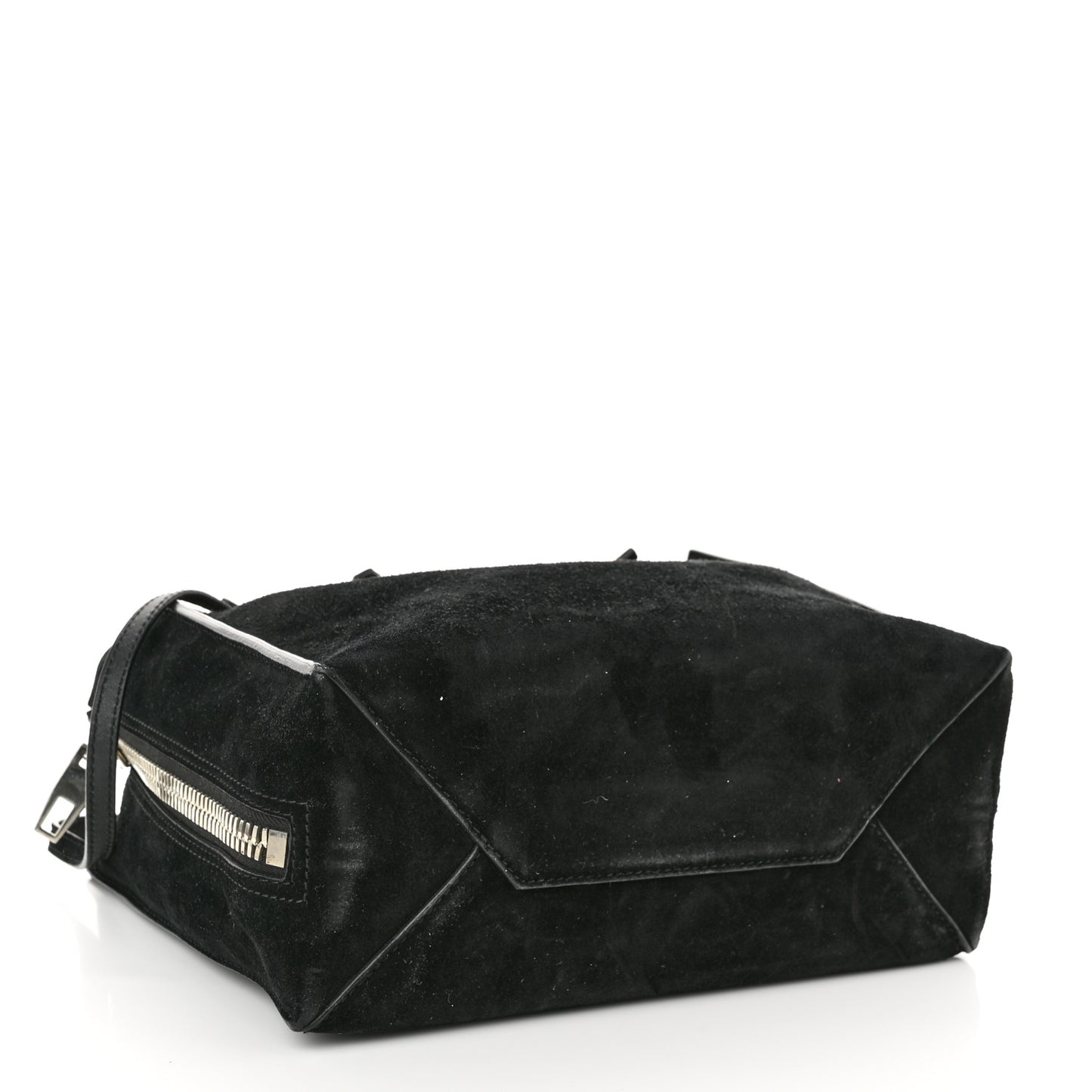 Baby Daim Suede Plate Hardware Papier A6 Zip Around Tote Black