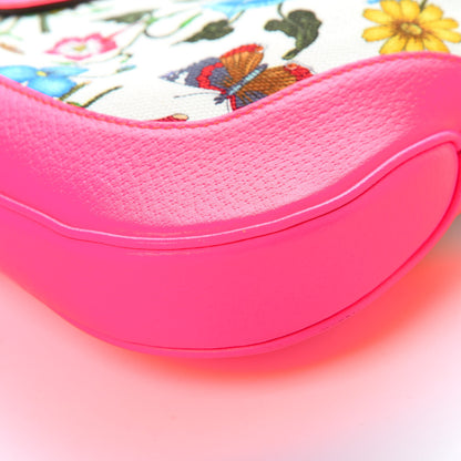 Gucci Canvas Flora Medium Jackie Hobo Fuchsia 10 of 13